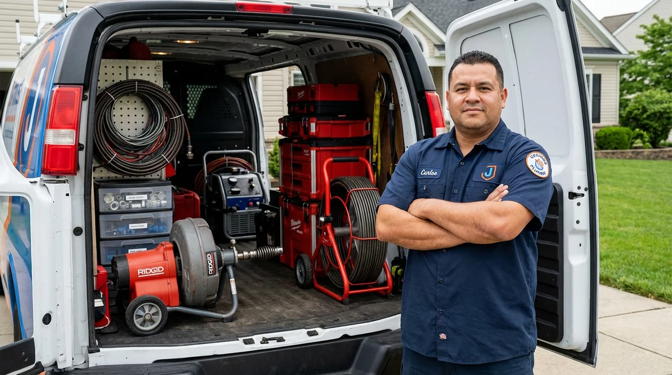 Professional drain cleaning equipment and Johns Plumbing LLC plumber in Friars Point