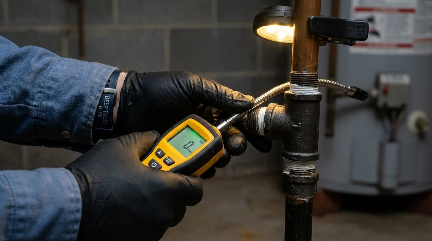 Gas leak detection with electronic sniffer by Johns Plumbing LLC in Friars Point